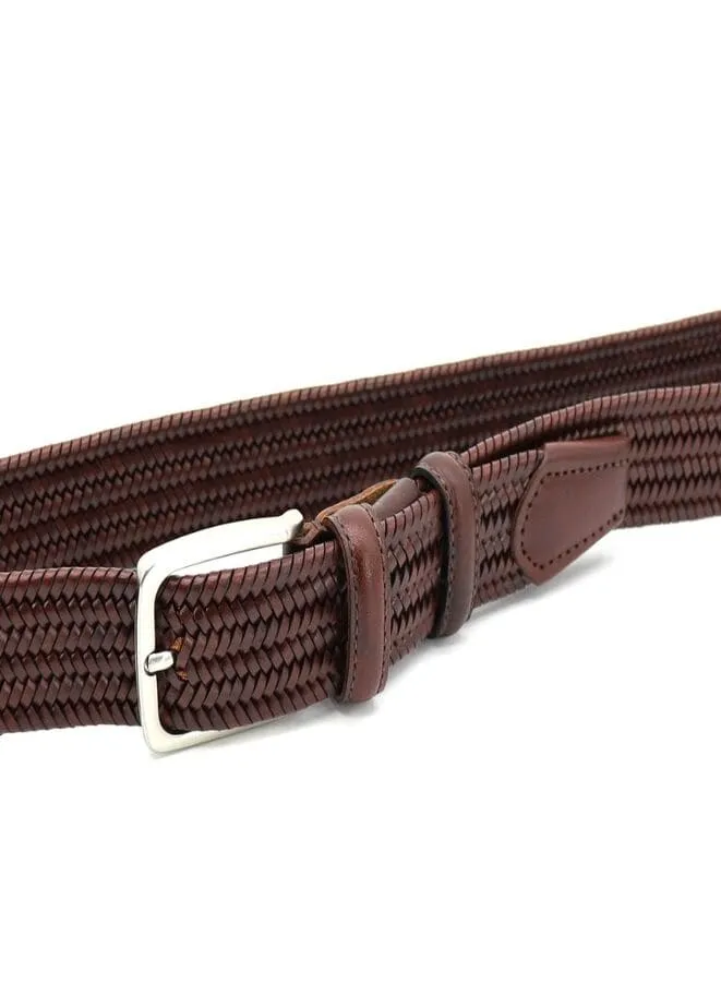 R Roncato Elastic Stretch Leather Belt For Men with Metal Buckle