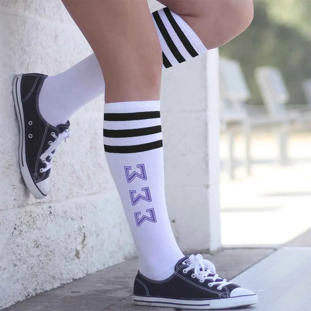 Sigma Sigma Sigma Printed Striped Knee High Socks