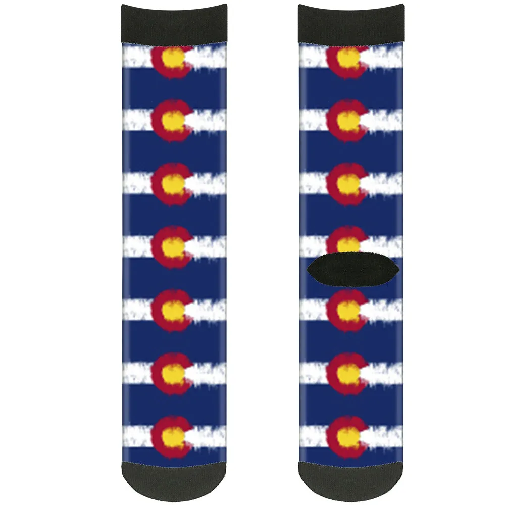 Sock Pair - Polyester - Colorado Flags2 Repeat Weathered - CREW