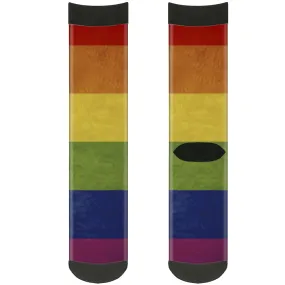 Sock Pair - Polyester - Flag Pride Distressed Rainbow - CREW