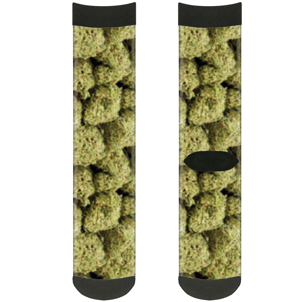 Sock Pair - Polyester - Vivid Marijuana Nugs2 Stacked - CREW