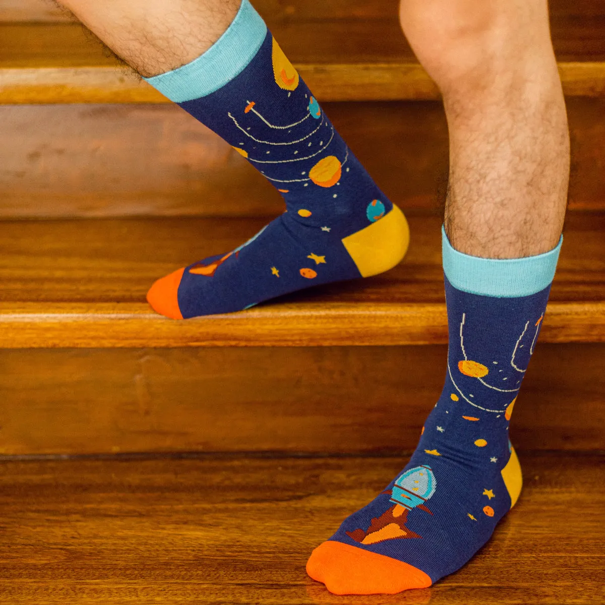 Solar System Printed Crew Length Socks