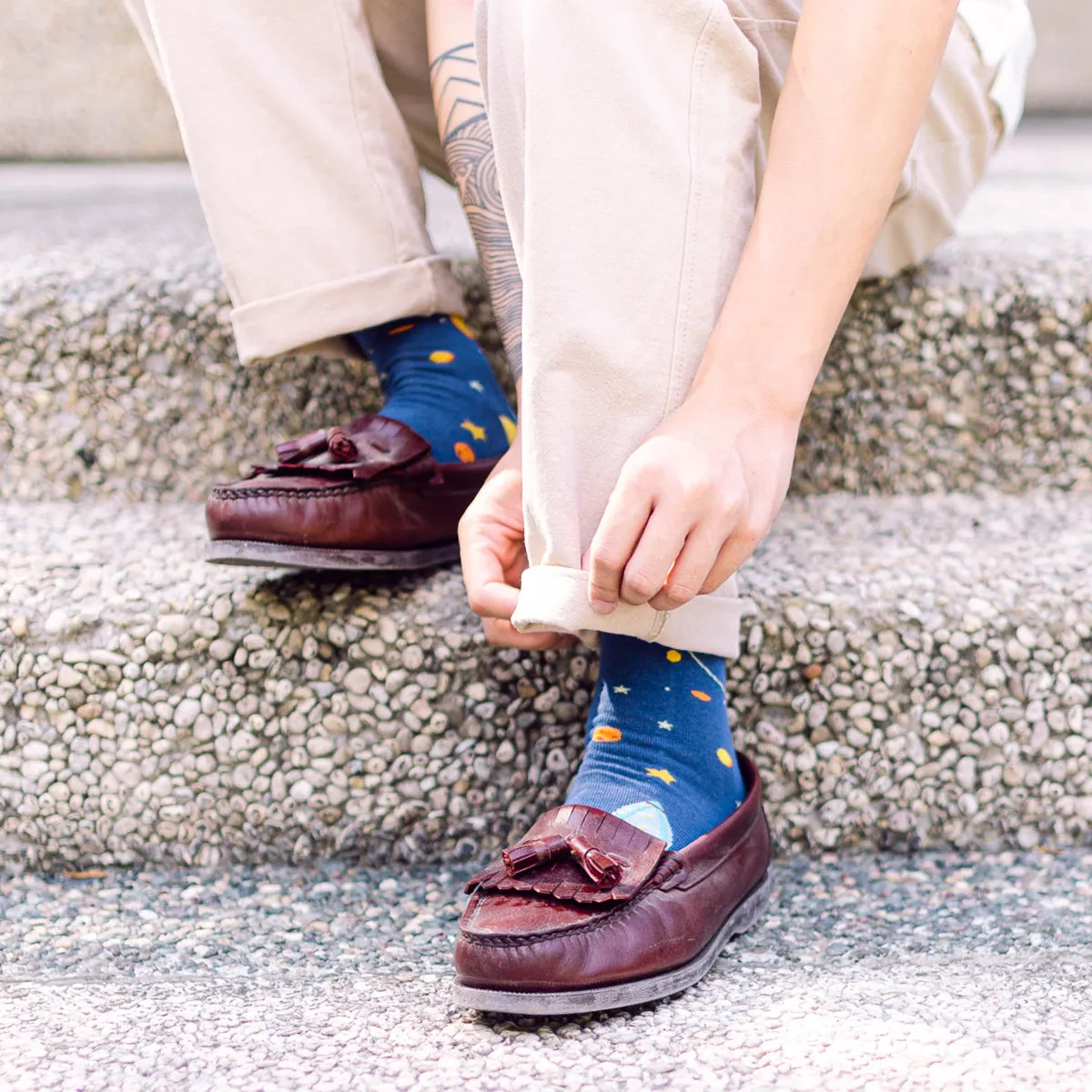 Solar System Printed Crew Length Socks