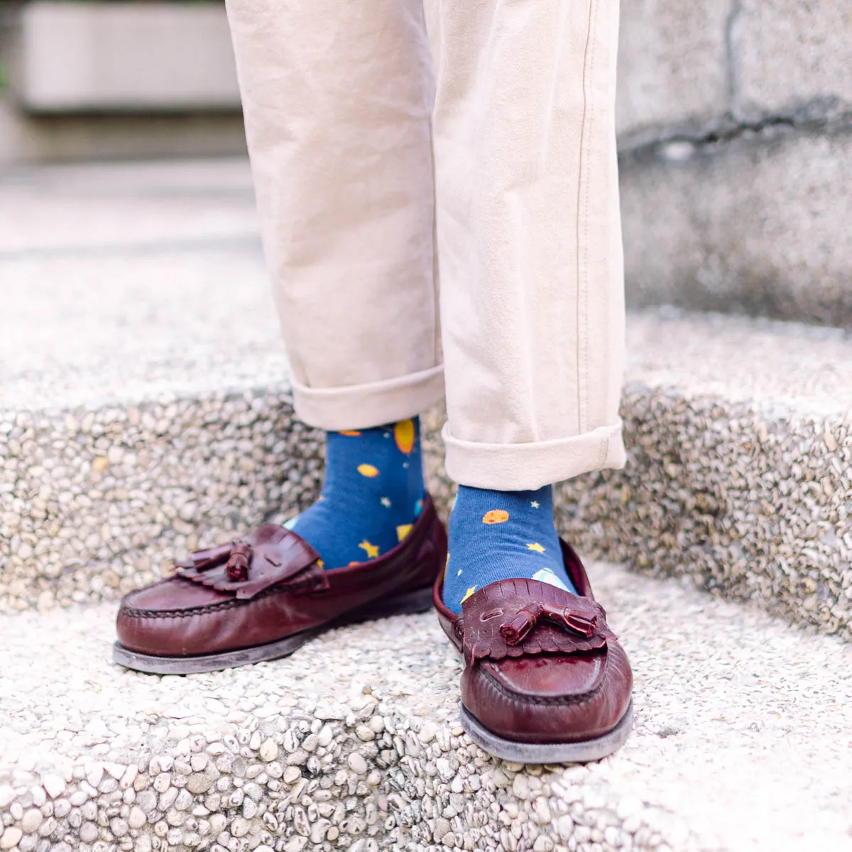 Solar System Printed Crew Length Socks