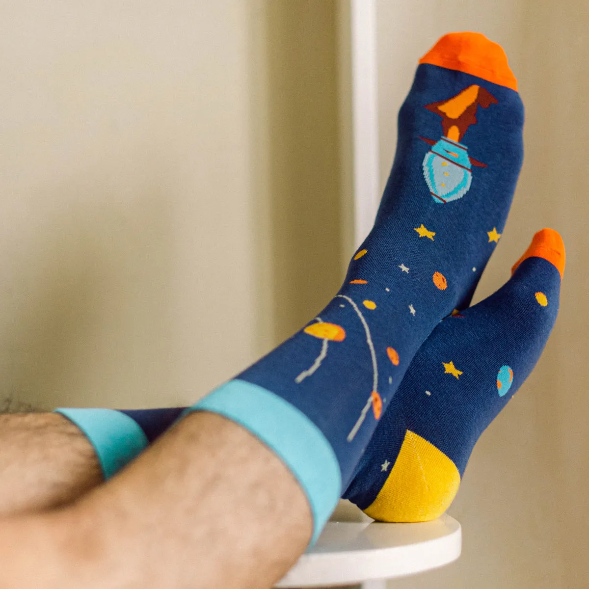 Solar System Printed Crew Length Socks