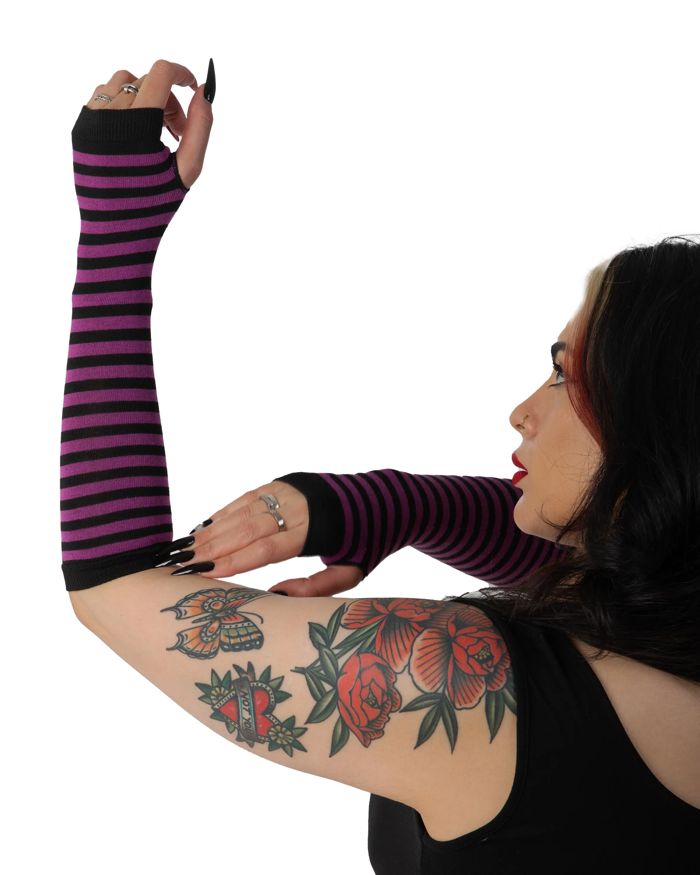 Striped Fingerless Gloves