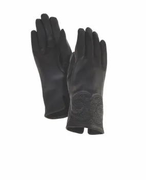 Swirl Cuff Touchscreen Gloves - Black