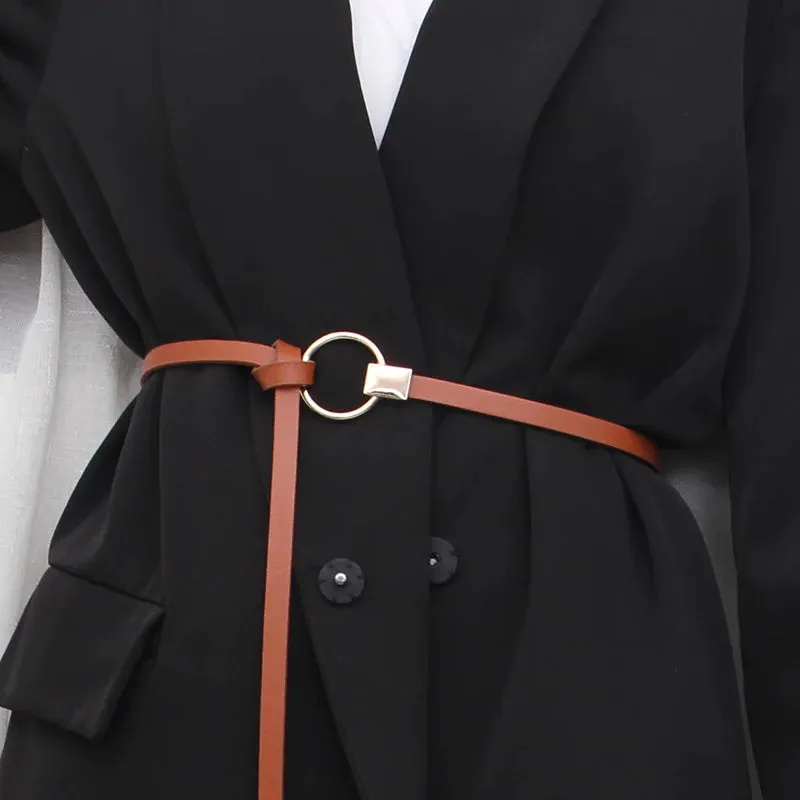 Thin Knot Belts for Women Belt Lady Waistband Soft PU Leather Belt Black Coffee Straps Wild Long Dress Coat Accessories Luxury