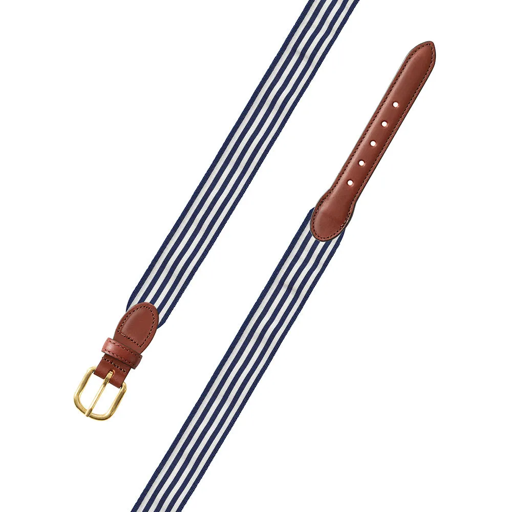 Thin Stripe Navy & White Grosgrain Ribbon Children's Belt