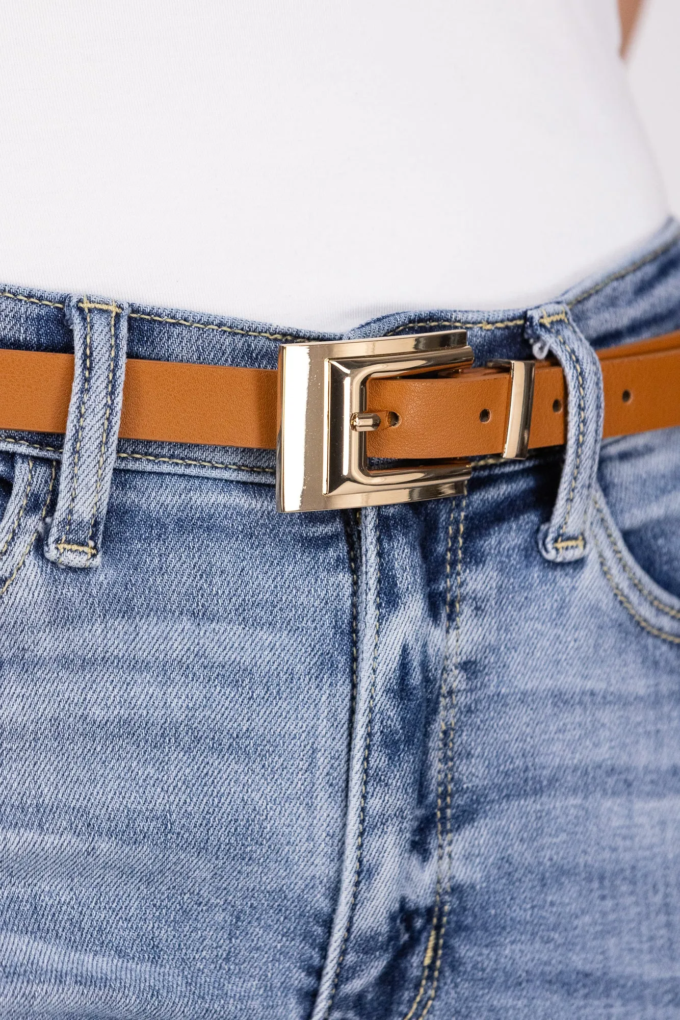 Think Thin Rectangle Buckle Belt