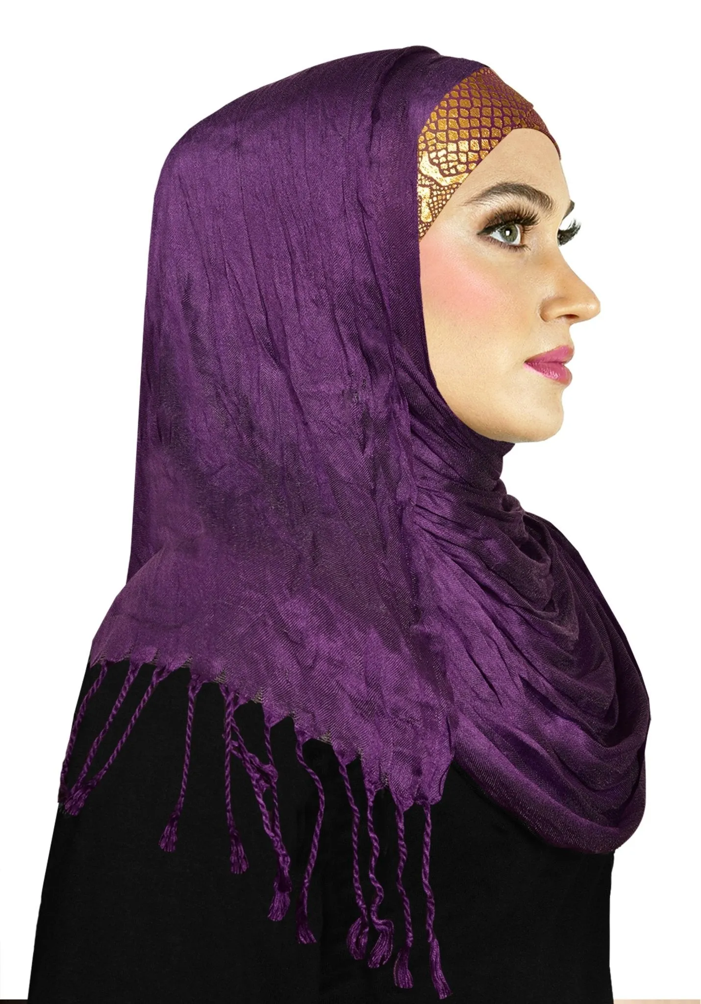 Venetian Turban Volumizer Hijab Caps in Gold Lamé & Black Velvet