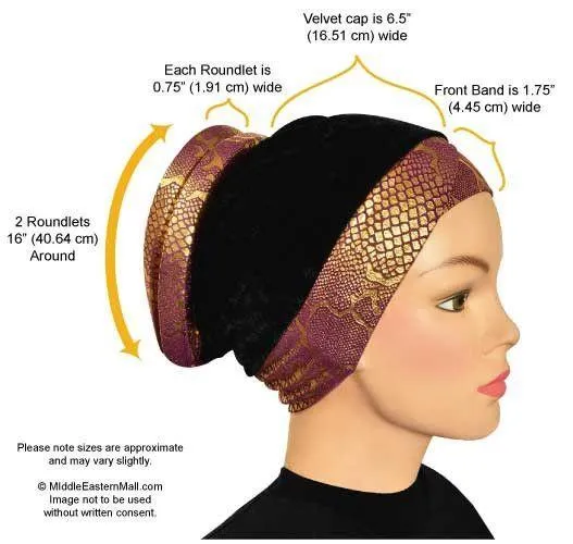 Venetian Turban Volumizer Hijab Caps in Gold Lamé & Black Velvet