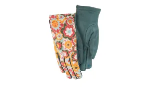 Vintage Floral Sueded Touchscreen Gloves - Multi/Green