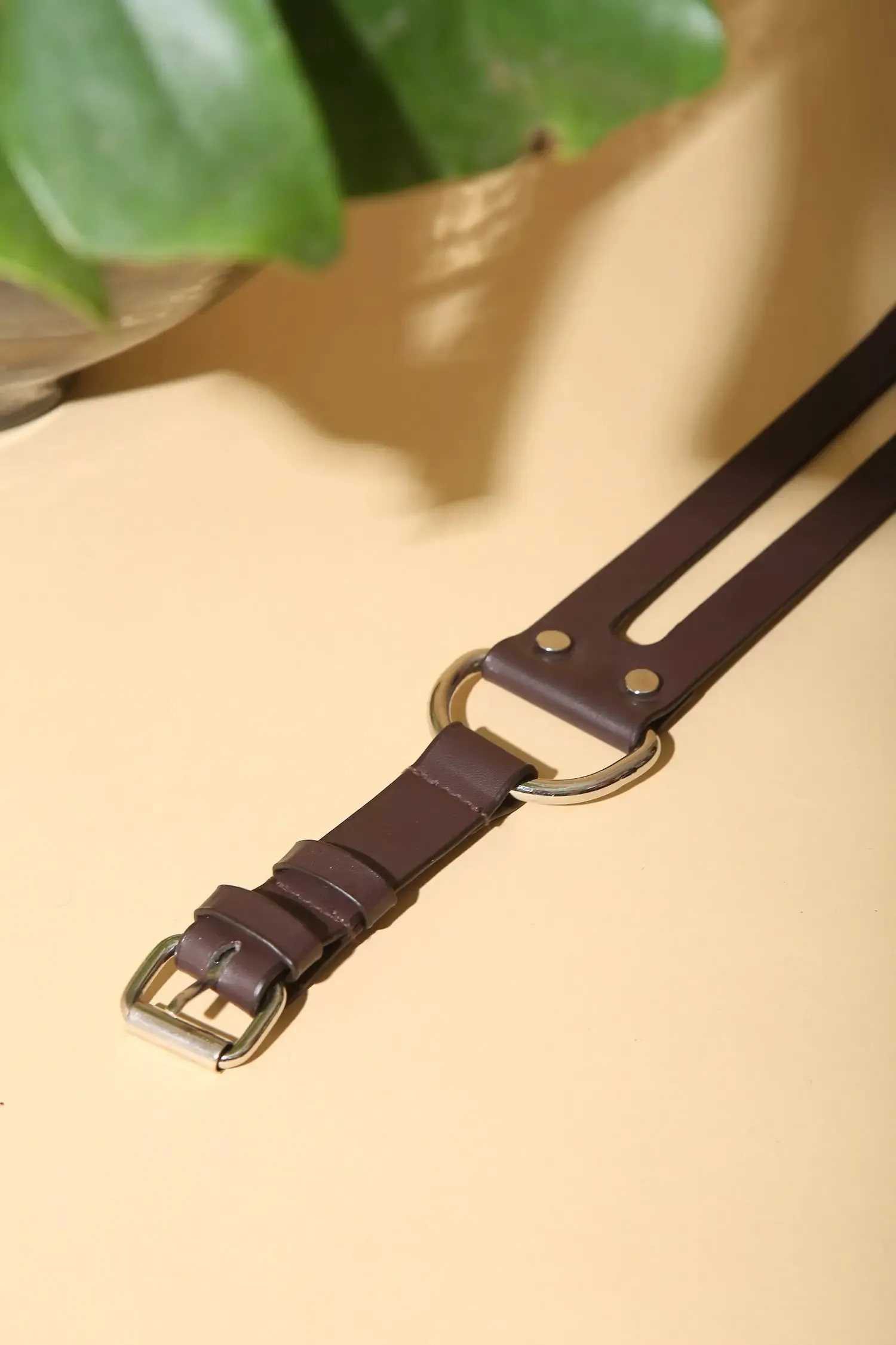 Walnut Cut Out D-Ring Belt