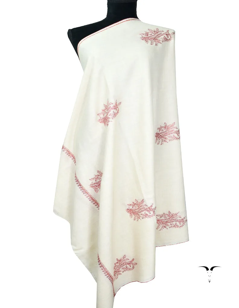 white booti embroidery pashmina shawl 8274