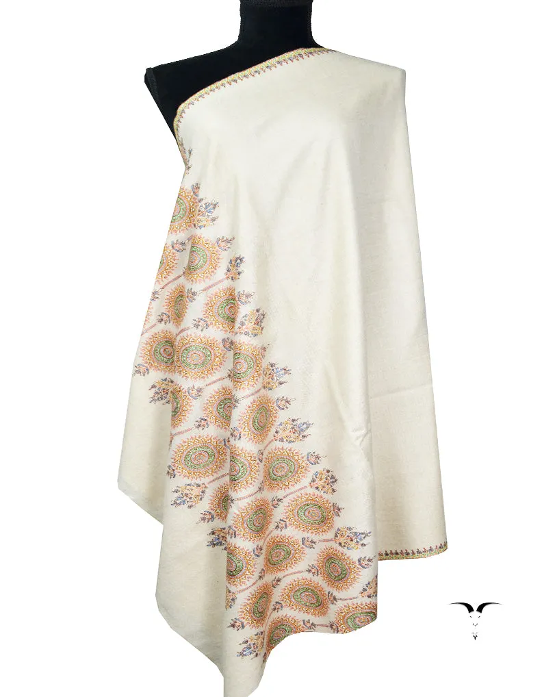 white embroidery pashmina shawl 8291