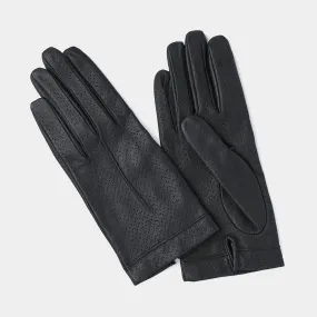 Women's Leather Gloves in Dark Grey, Silk Lined